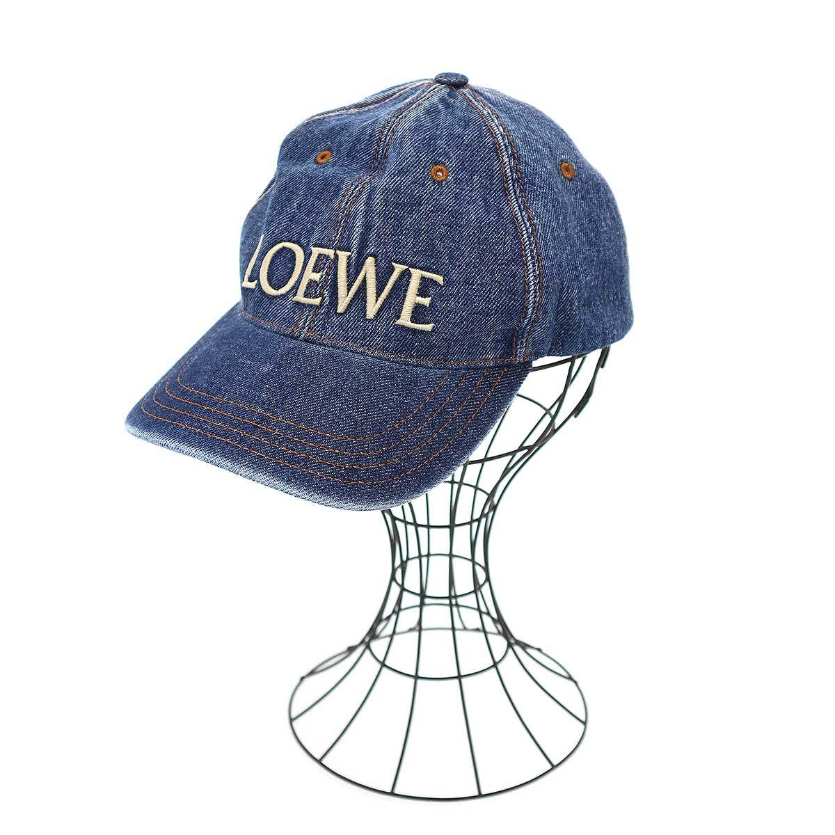 乐天商城 - LOEWE ロエベ ロゴエンブロイダリーデニムキャップ K820358X49 インディゴブルー 【中古】 ITU93CC3QVU0