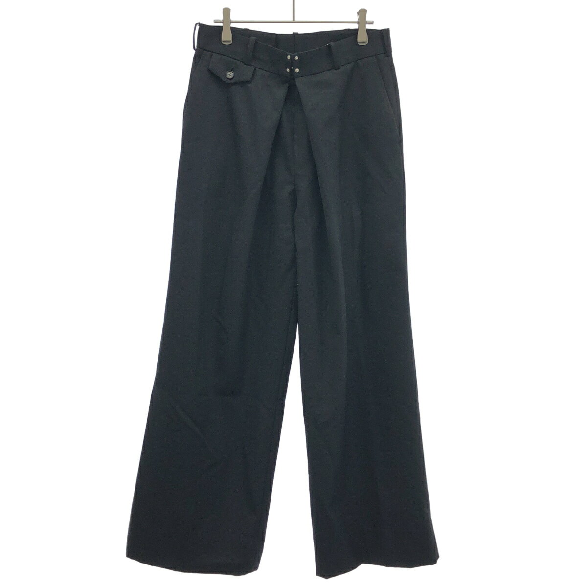乐天商城 - JOHN LAWRENCE SULLIVAN ジョン ローレンス サリバン 25SS WOOL GABARDINE FOLDED WIDE TROUSERS ウールギャバジンフォールデッドワイドトラウザーパンツ 2A025-0125-38 ブラック 44 【中古】 ITIG5K28UXMW