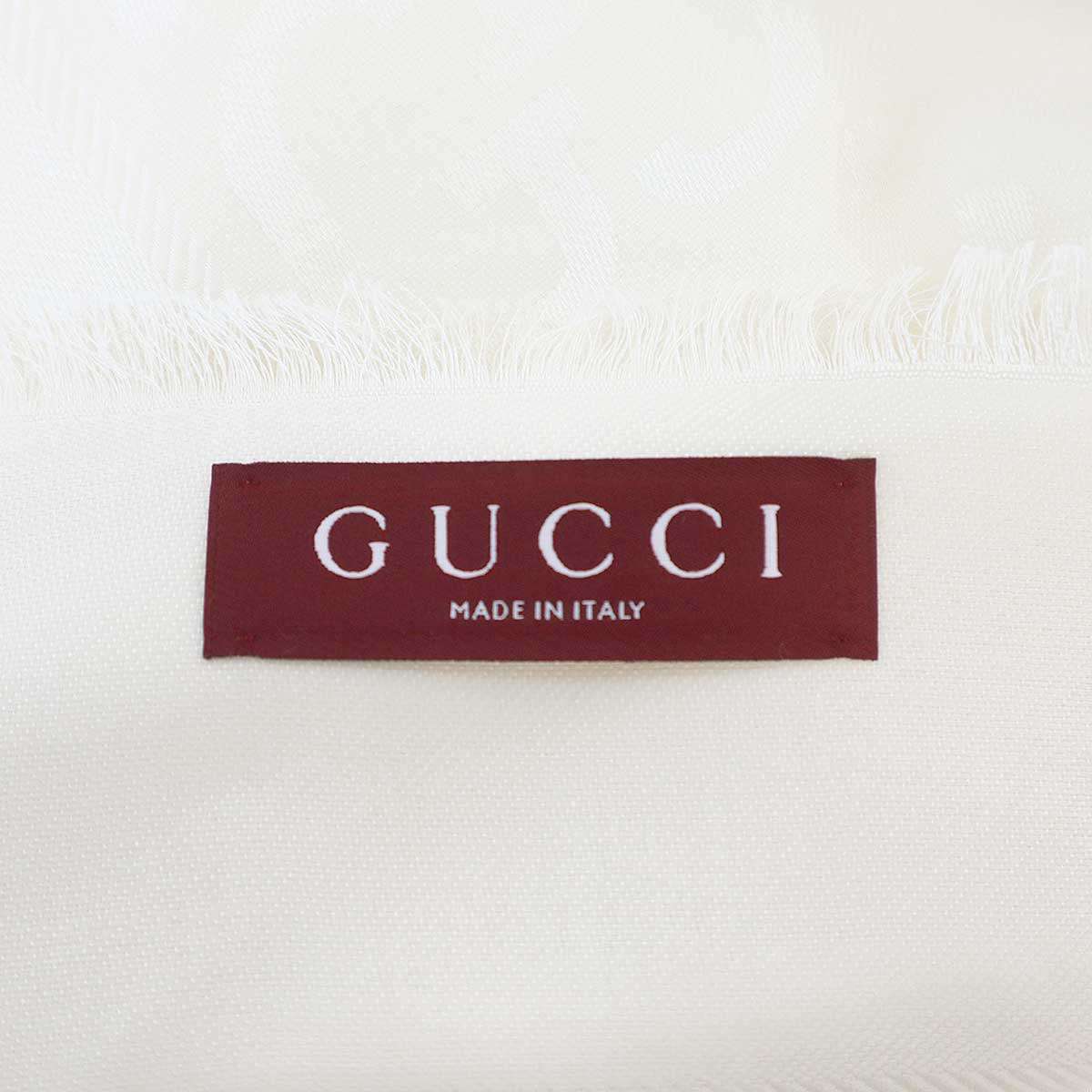 GUCCI グッチ GGジャカード シルクウール ショール ストール 663671 3GC43 ホワイ...