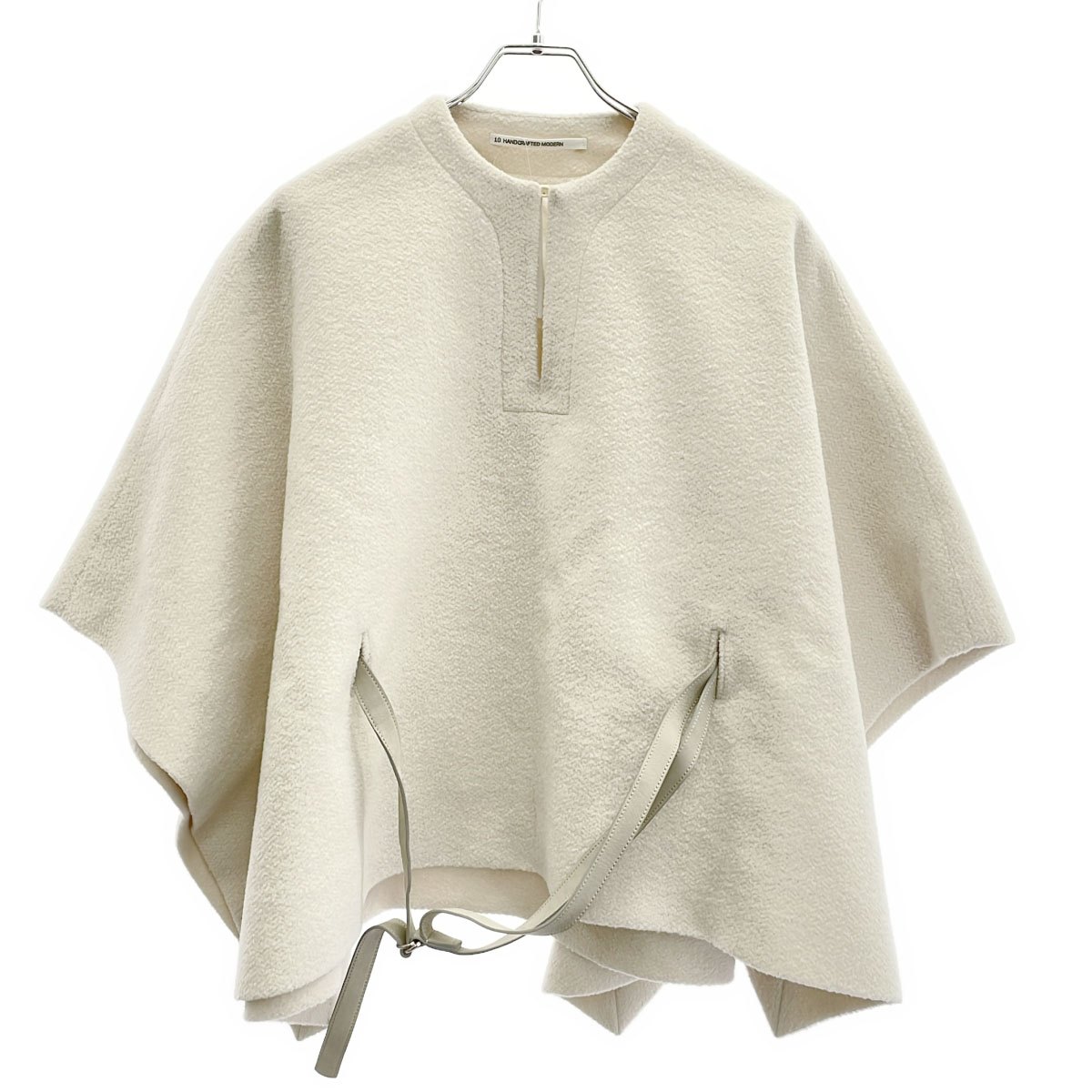 TENNE HANDCRAFTED MODERN テン ハンドクラフテッドモダン 24AW Angola wool poncho レザーベルテッド ポンチョ ケープ アイボリー F 【中古】 IT7EMDMV0SHS