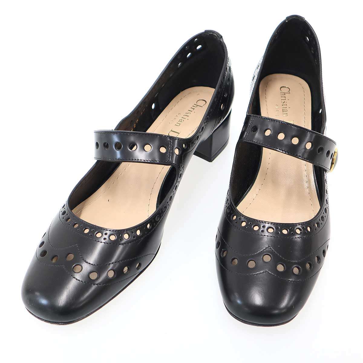 Rakuten - Christian Dior クリスチャンディオール メダリオンレザーフラットパンプス MD0620 ブラック 36 1/2 【中古】 ITJRG27PFIJO