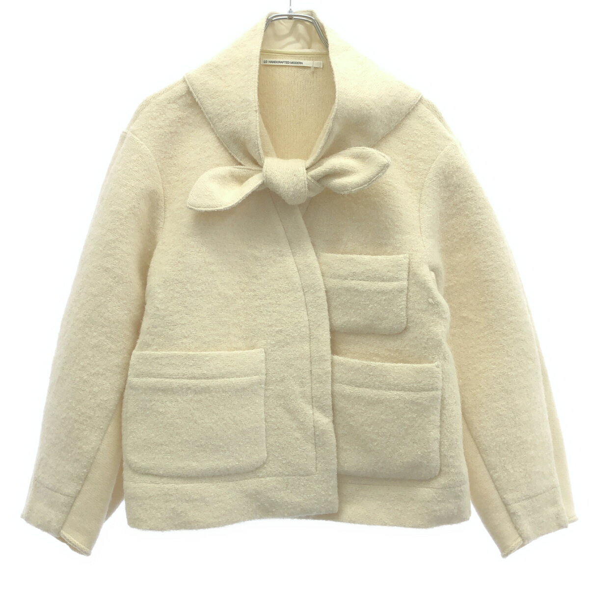 Rakuten - TENNE HANDCRAFTED MODERN テン ハンドクラフテッドモダン 24AW WEAVE AND KNIT NO COLLAR JACKET ニットジャケット ホワイト F 【中古】 ITX30N07PW5G