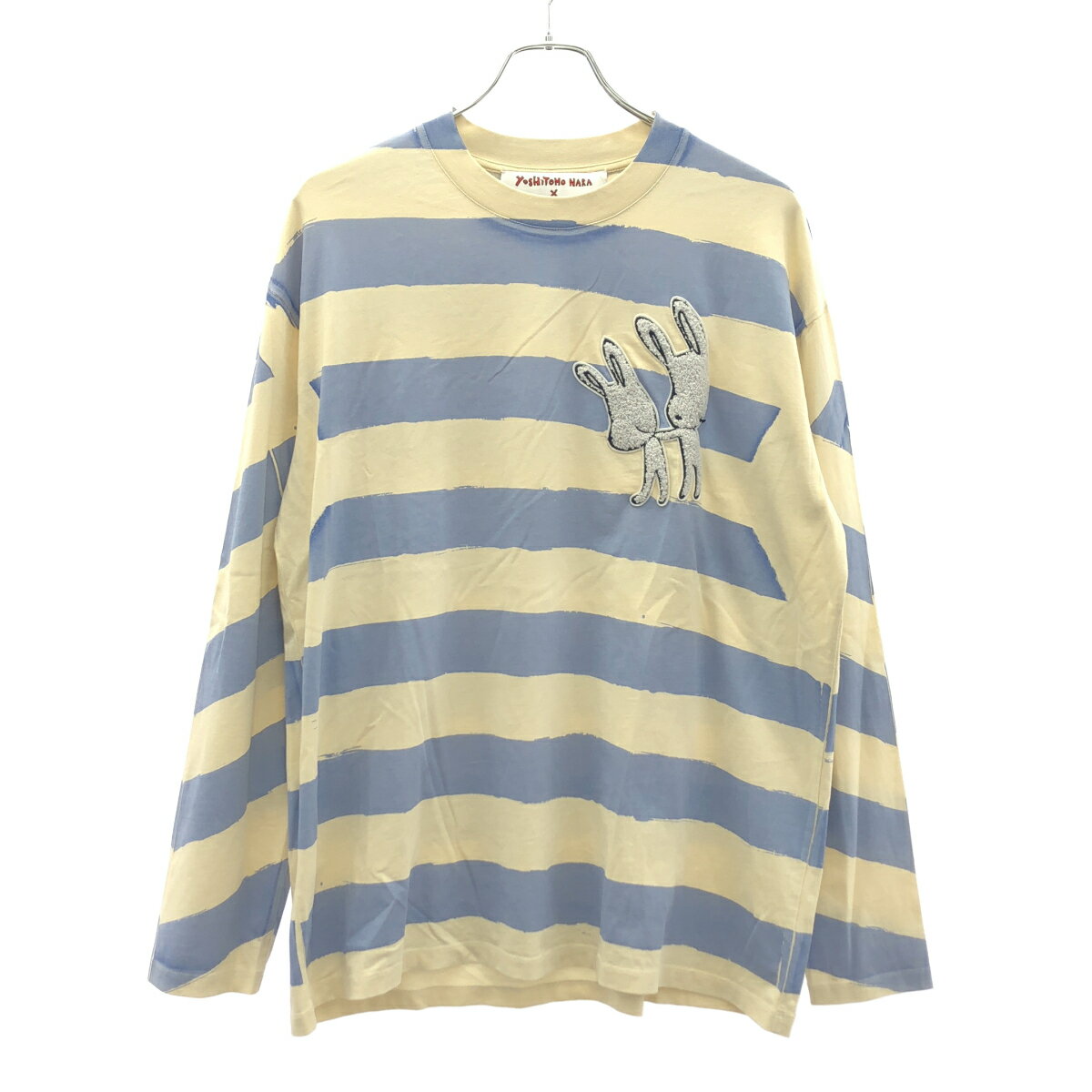 STELLA McCARTNEY ステラ マッカートニー SAMPLE/23SS Yoshitomo Nara 奈良美智 バニーパッチ ロングスリーブボーダーTシャツ アイボリー×ブルー  ITLKTYNA1294
