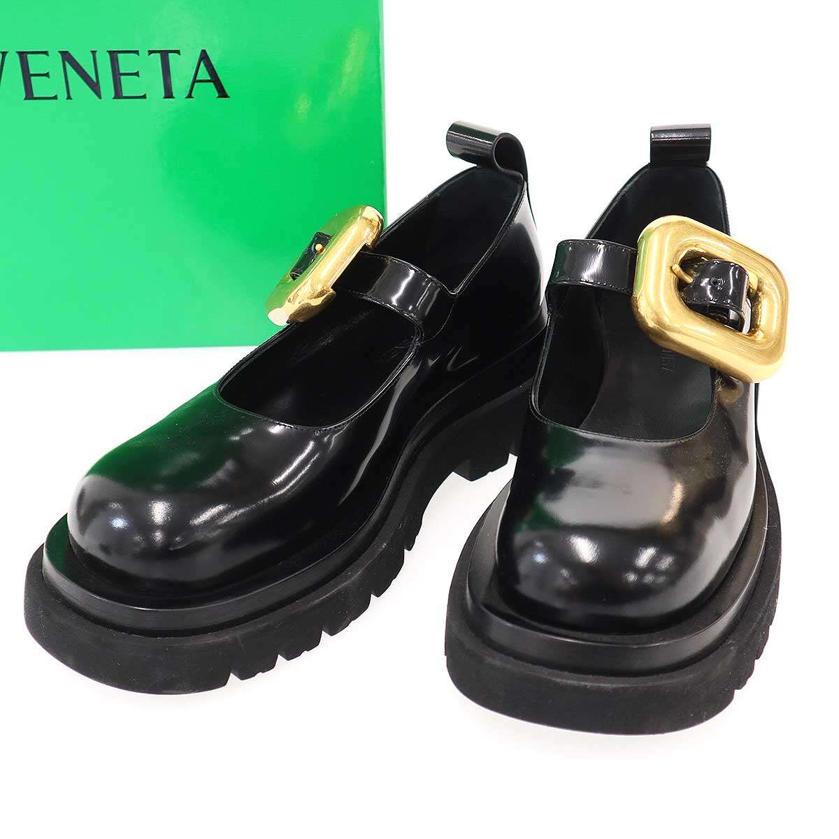 Rakuten - BOTTEGA VENETA ボッテガヴェネタ ラグ メリージェーン バックルレザーシューズ ブラック ゴールド 36 1/2 【中古】 ITG67ZMUCT40