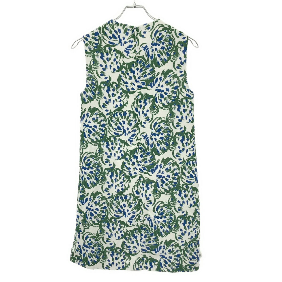 Victoria Victoria Beckham ヴィクトリアヴィクトリアベッカム ノースリーブレーヨンフラワーワンピース ホワイトr×グリーン UK6 【中古】 IT60KYMXFHCA