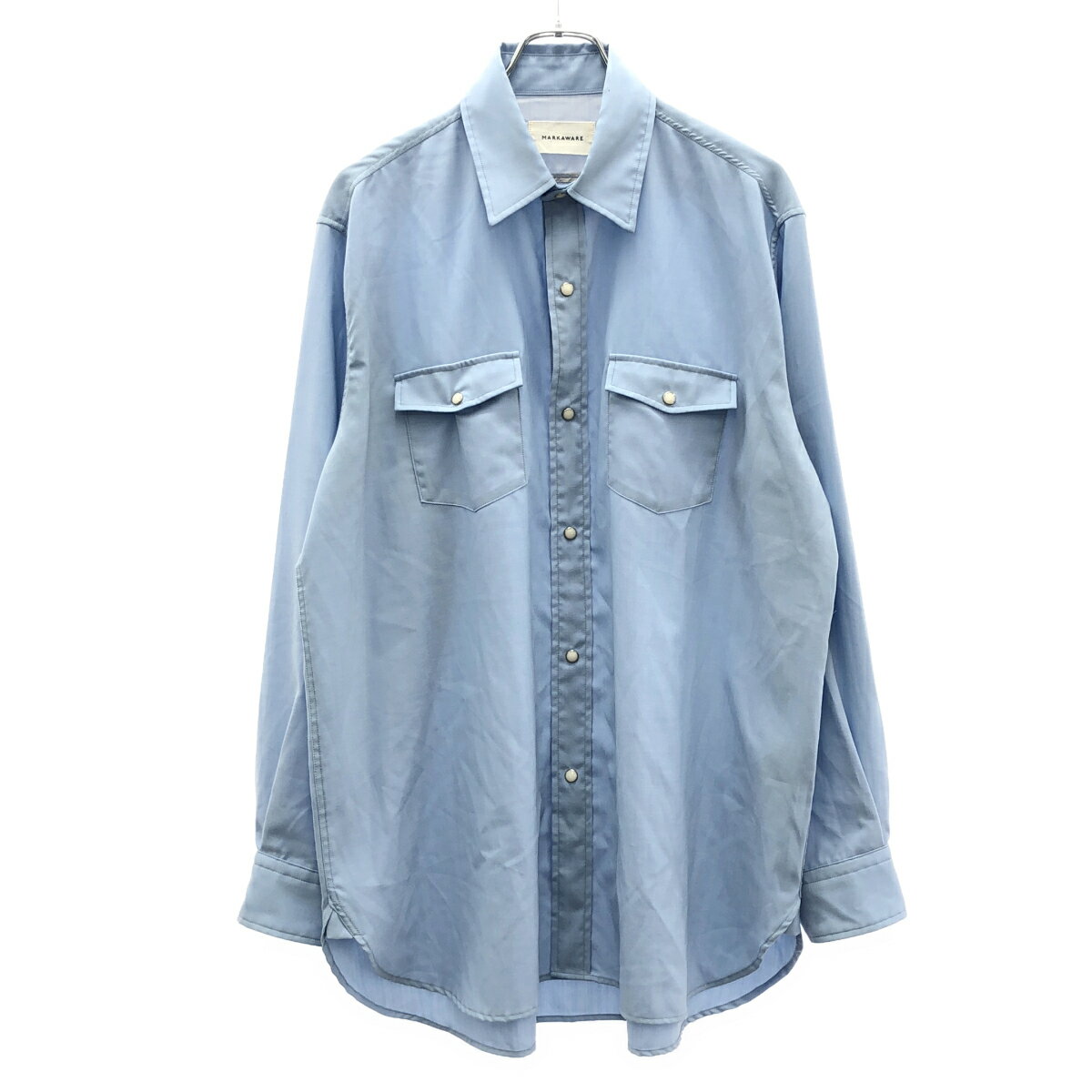 乐天商城 - markaware マーカウェア 25AW SUPER 160's WASHABLE WOOL OXFORD WESTERN SHIRT シャツ A25C08SH01C ブルー 2 【中古】 IT0KEZR68Y8O