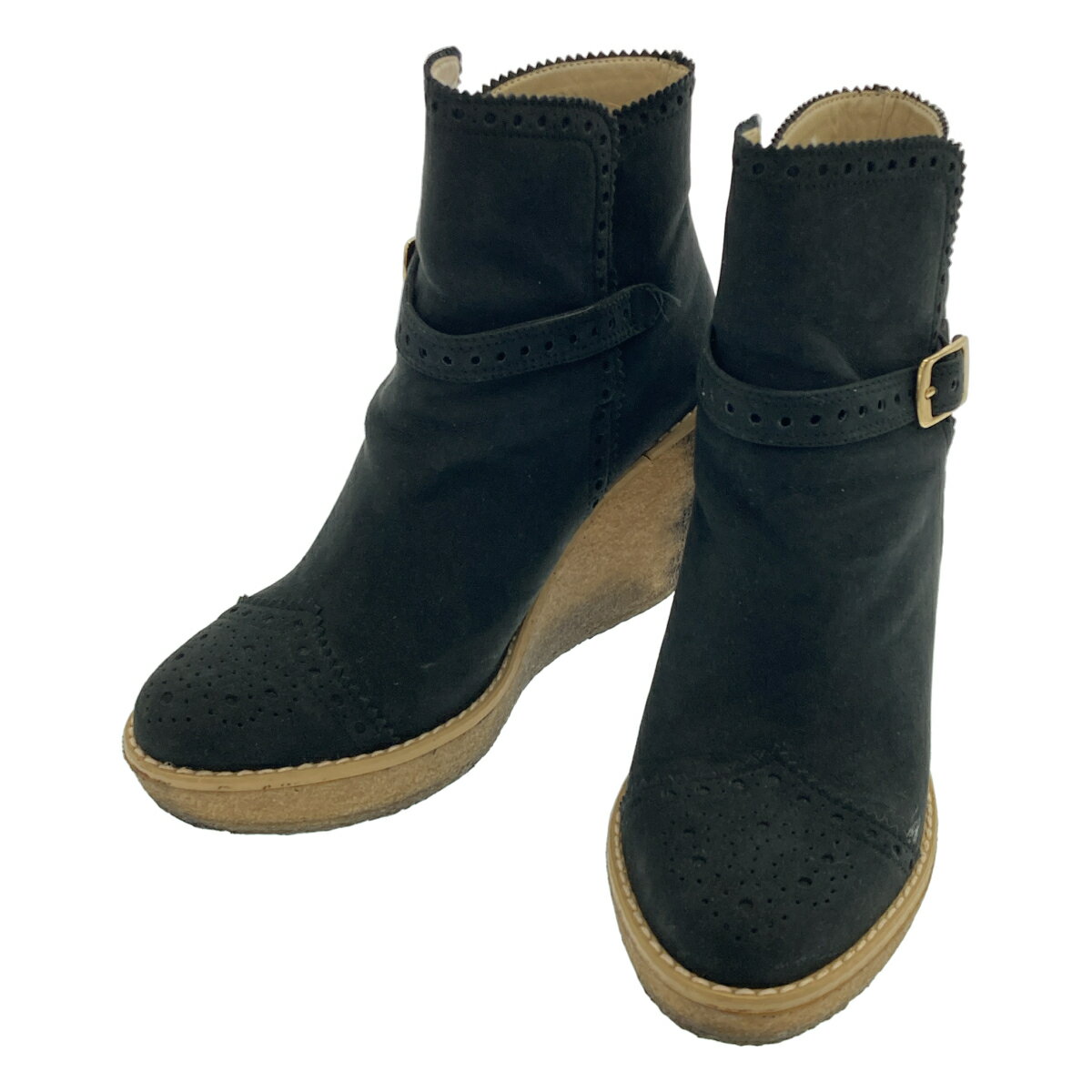 樂天商城 - STELLA McCARTNEY ステラ マッカートニー ウェッジソールスウェードレザーブーツ 327005 ブラック 36 【中古】 ITJYZKVS65ZK