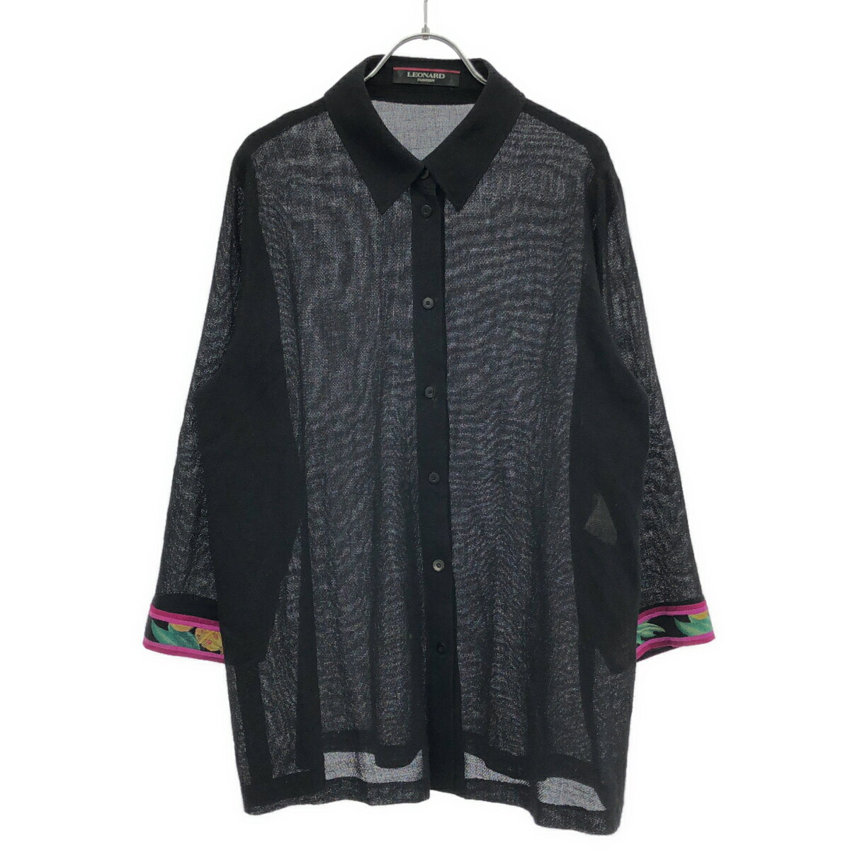 Rakuten - LEONARD レオナール ウールカシミロングスリーブシャツ 0389752 ブラック 13R 【中古】 ITHXM0WCU05B