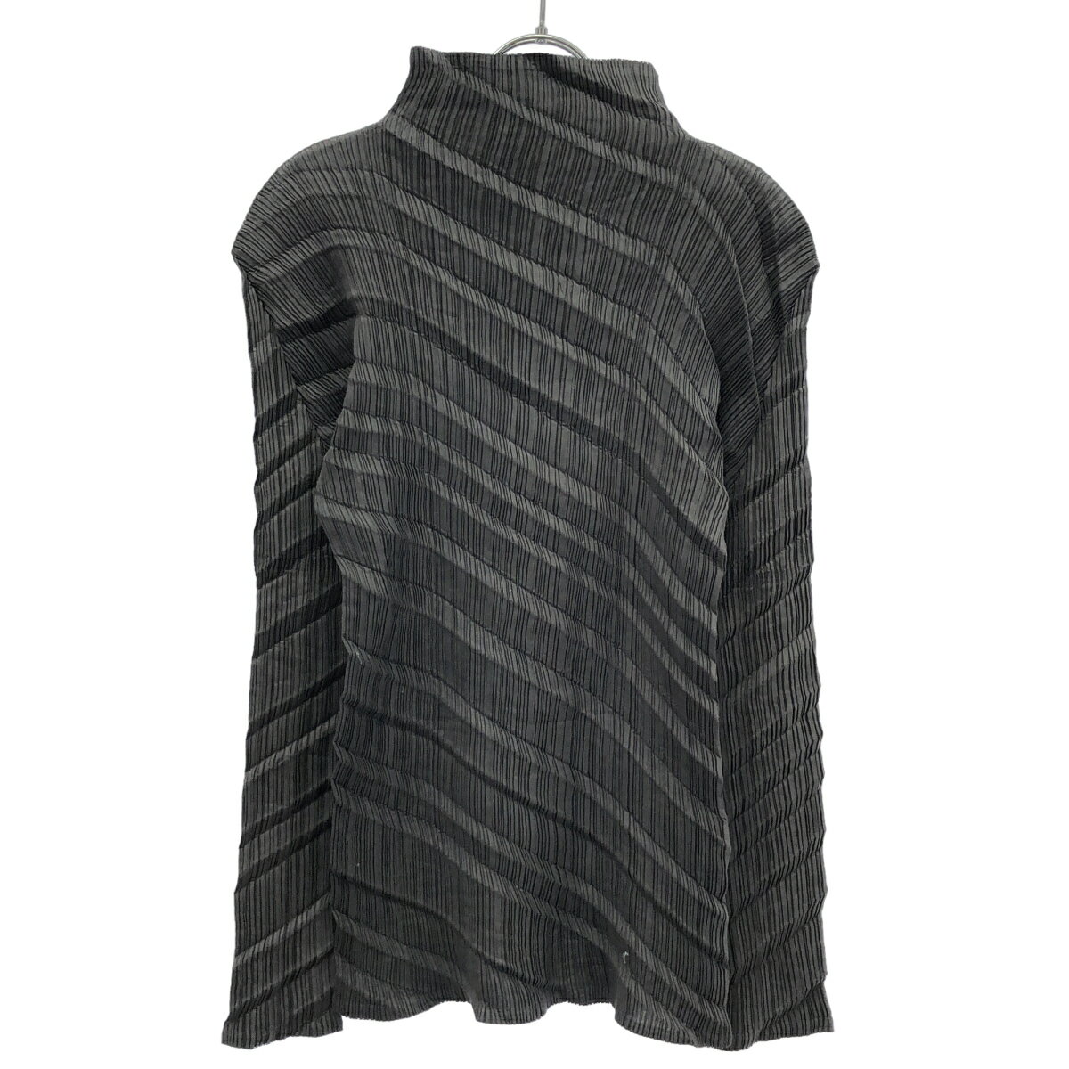 ISSEY MIYAKE イッセイミヤケ 2005SS プリーツスパイラス ハイネックカットソー IM51-FJ944 グレー M 【中古】 ITCEGFKTDJET