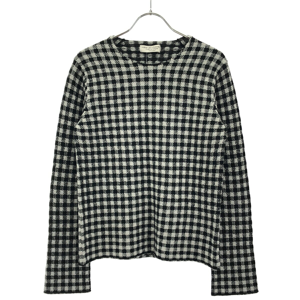 Rakuten - robe de chambre COMME des GARCONS ローブドシャンブル コムデギャルソン ギンガムチェックニットセーター RK-N013 ブラック×ホワイト 表記なし 【中古】 IT4TFQLRNFZX