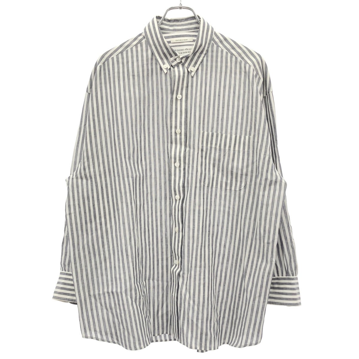 乐天商城 - couture d'adam クチュール ド アダム 23SS ストライプシャツ 23SS-019BarreStripe グレー×ホワイト 38 【中古】 ITGB2UIB06V4