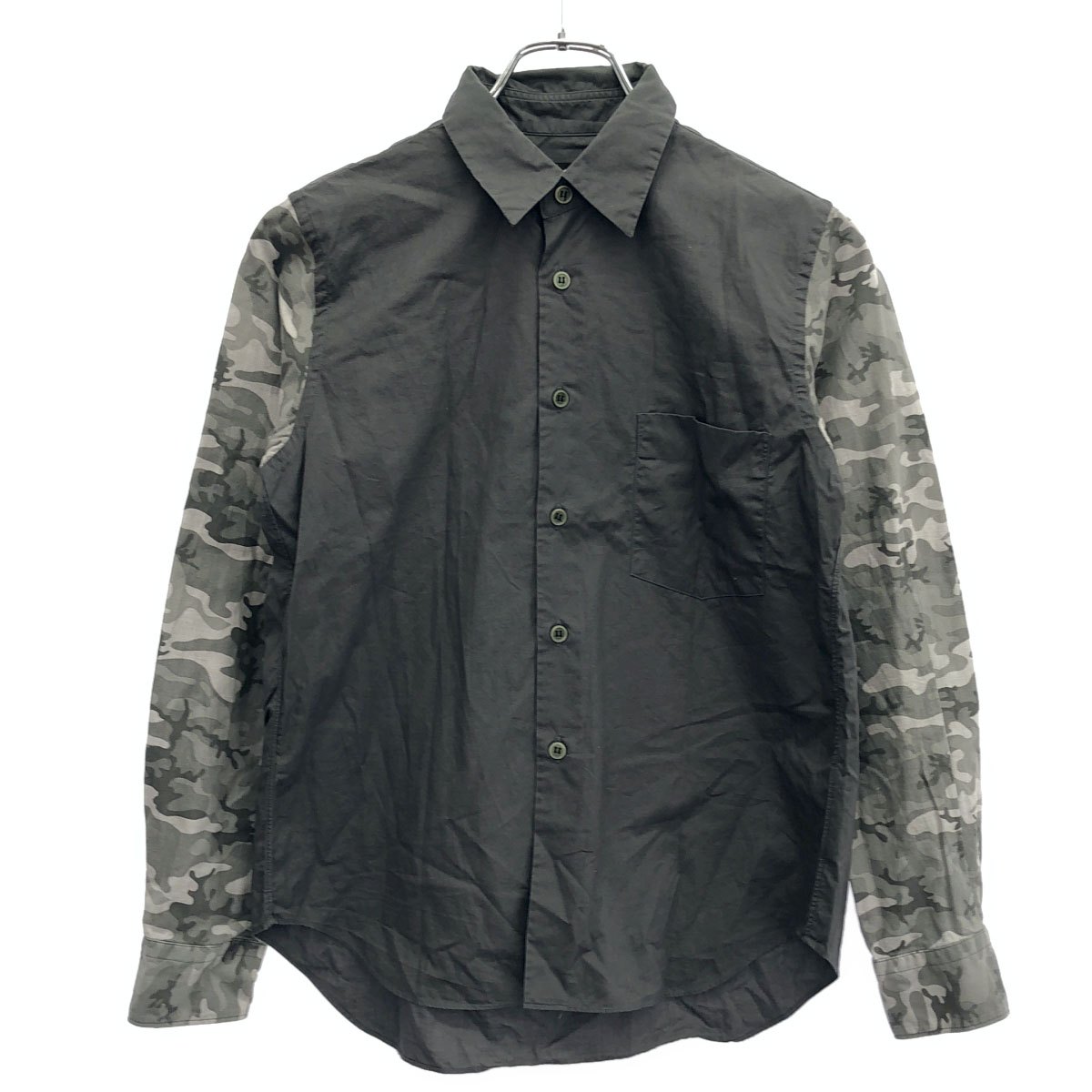 乐天商城 - BLACK COMME des GARCONS ブラック コムデギャルソン 20SS カモフラージュスリーブロングスリーブシャツ 1E-B004 グレー XS 【中古】 ITHNY02O7G80