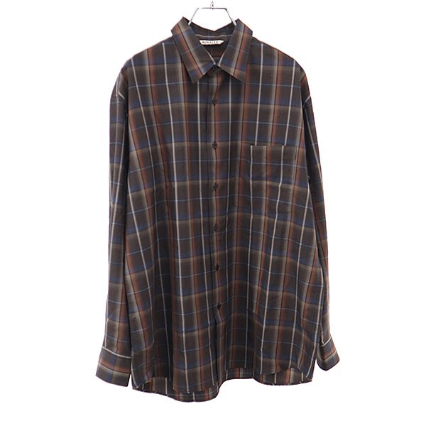 Rakuten - AURALEE オーラリー 24AW SUPER LIGHT WOOL CHECK SHIRT スーパーライトウールチェックシャツ A24SS01LC ブラウン 3 【中古】 ITLE97RAVV02