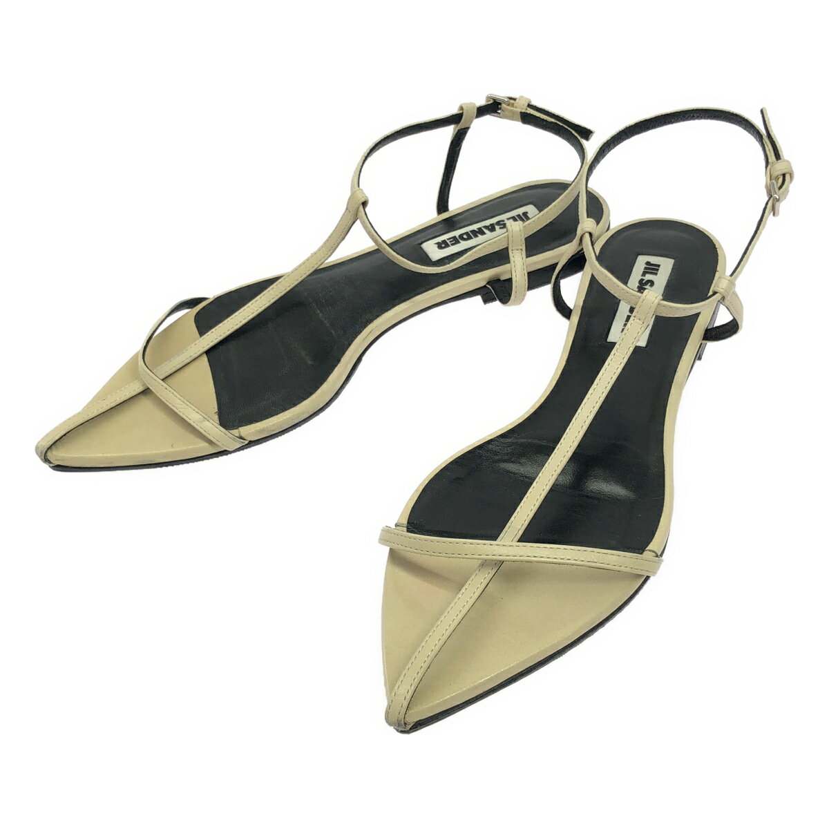 Rakuten - JIL SANDER ジルサンダー ポインテッドトゥ フラットストラップサンダル ベージュ 37 【中古】 ITXBHM1N0NPW