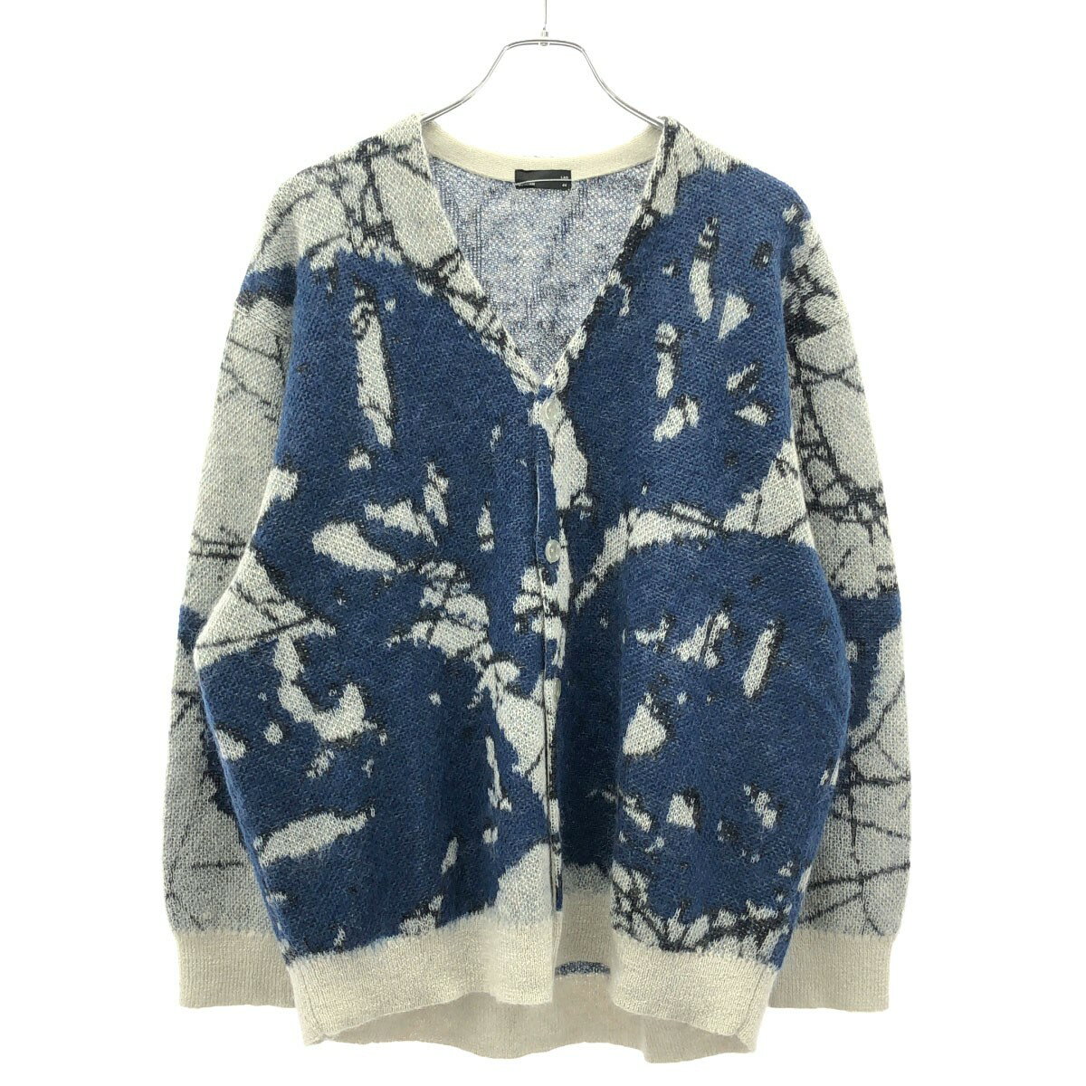 乐天商城 - LAD MUSICIAN ラッドミュージシャン 21AW MOHAIR W JACQUARD LEAF KNIT CARDIGAN モヘアジャガードリーフニットカーディガン 2221-012 ブルー×グレー系 44 【中古】 ITZULO3OKANE