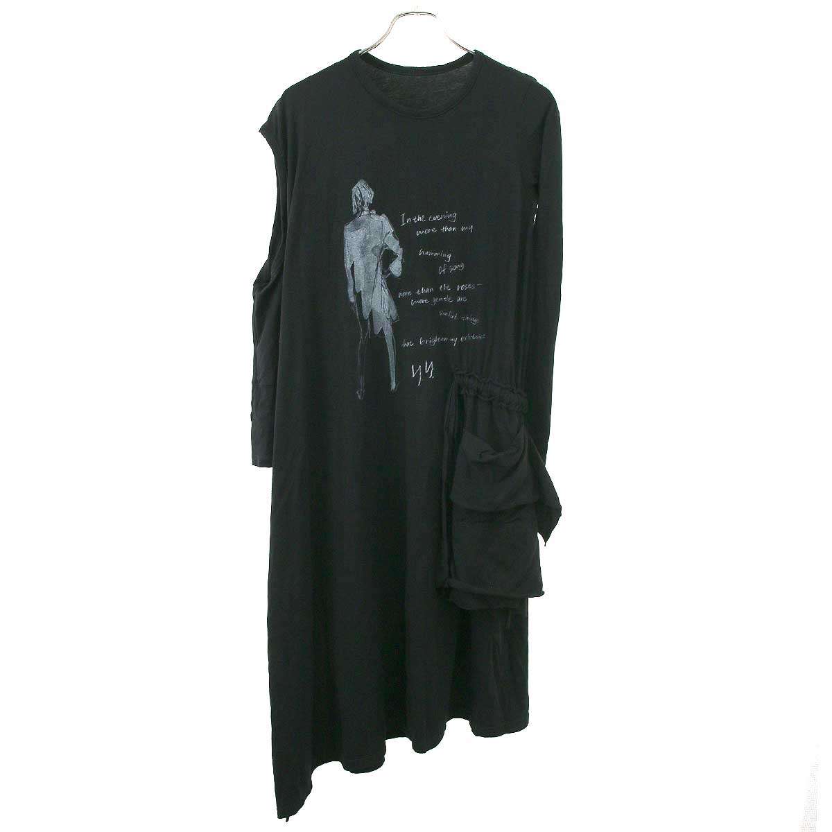 Yohji Yamamoto collections ヨウジヤマモトコレクションズ 24SS Combed Jersey Pigmented Pt Print Detail Dress ドレスワンピース FS-T99-097 ブラック 2  IT8JGGKZL9GG