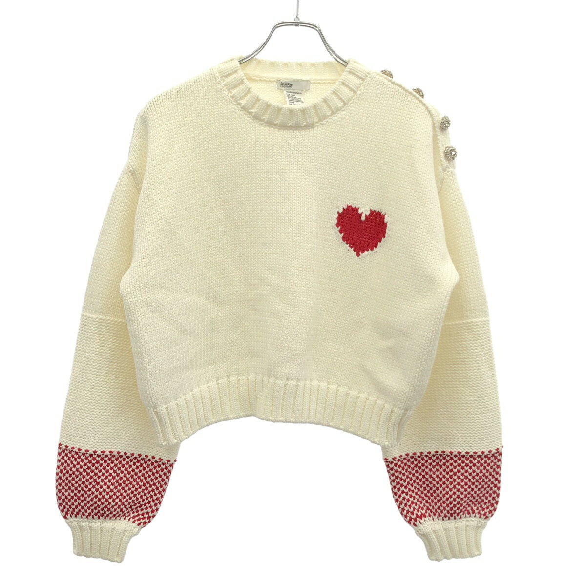 乐天商城 - DOUBLE STANDARD CLOTHING ダブル スタンダード クロージング 24SS ハートインターシャニットセーター 0209-200-241A ホワイト レッド F 【中古】 IT93GFFGVQ0O