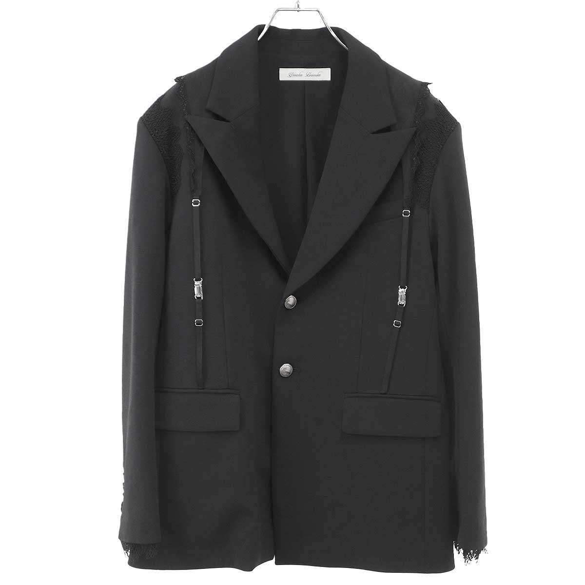 商品管理ID：ITGGQN0M49MD tanakadaisuke タナカダイスケ 25AW garter collar peaked lapel jacket ガーターカラー ピークドラペル ジャケット TD25AW-JK52 コンディションについて コンディションランクの基準は、当社が設けた基準となります。 感じ方には個人差がありますので、参考程度にお考え下さい。 また、状態の全てを記載しきれない場合があります。 特にC・Dランクの商品は、詳細に記載しきれない毛玉や汚れ、小穴等の微細なダメージがある場合がございます。 新品・中古品に関わらず、一部の付属品がない場合がございます。 ガーメント等の例外を除いて、画像に写っているものが全てとなります。 気になる点がございましたら、ご注文前に質問欄よりお問い合わせください。 状態について詳細 備考 TD25AW-JK52 商品詳細 商品管理ID ITGGQN0M49MD ブランド tanakadaisuke タナカダイスケ アイテム名 25AW garter collar peaked lapel jacket ガーターカラー ピークドラペル ジャケット サイズ表記 F 実寸 肩幅：47cm 身幅：52cm 着丈：73cm 裄丈：85cm 袖丈：61cm ※袖丈：レース含まず採寸 ※体型によっては画像のイメージと異なる場合がございます。お手持ちの洋服と記載の各実寸を比較してサイズ感をご確認ください。 色 ブラック 素材 本体：ポリエステル96％、ポリウレタン4％/別地：アセテート100％/ レース部分：レーヨン・綿・ナイロン/裏地：ポリエステル100％ 取扱い店舗 お問い合わせ 商品についてのご質問はフォームよりお気軽にどうぞ。 お問い合わせ時は「商品管理ID ITGGQN0M49MD」をご記入ください。 ※お電話でのお問い合わせは承っておりません。 恐れ入りますが、フォームよりご連絡ください。 &nbsp;&nbsp;✉&nbsp;&nbsp;お問い合わせフォームはこちら&nbsp;&nbsp; ご注文に関する注意事項 ※掲載商品は実店舗等で同時販売しており、欠品になる場合がございます。 恐れ入りますがその際はキャンセルとなりますことを予めご了承ください。 ※コンディションランクについては保存袋や箱、その他付属品の状態は対象外です。 ※掲載写真はお使いのモニターや環境設定等により若干色合いが異なって見える場合がございます。予めご了承ください。 ※新品・中古品に関わらず一部付属品がない場合がございます。掲載画像をご確認の上、ご不明点は事前にお問い合わせください。 返品について ※原則、お客様都合での返品は承りできません。ご不安な点は事前に問い合わせフォームよりお問い合わせください。 （商品の不良等、弊社過失の場合はお受け取りより7日以内にご連絡いただければ返品受付いたします。詳しくはこちらをご覧くださいませ。）tanakadaisuke タナカダイスケ 25AW garter collar peaked lapel jacket ガーターカラー ピークドラペル ジャケット TD25AW-JK52 ブラック F 「tanakadaisuke タナカダイスケ」一覧はこちら