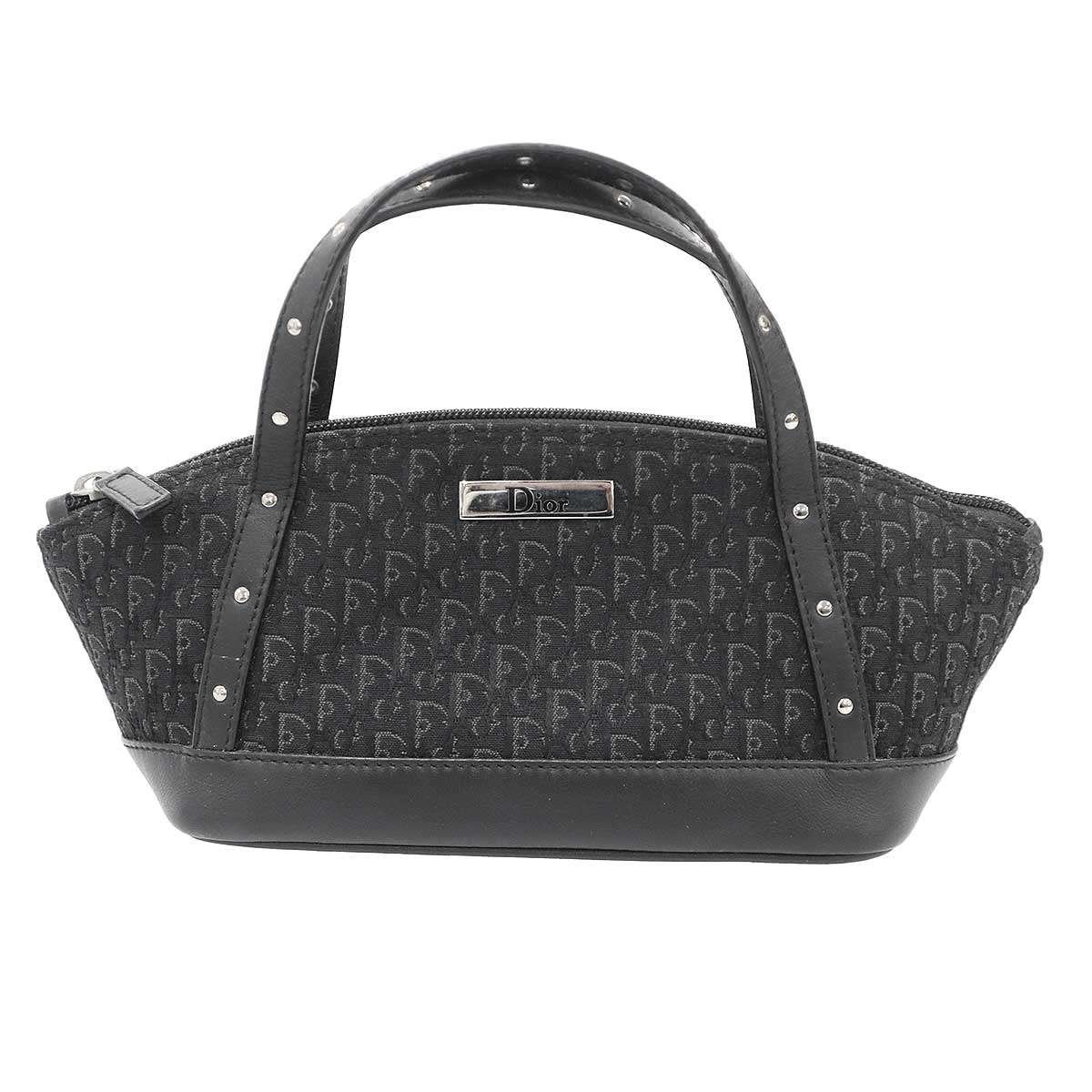 Christian Dior クリスチャンディオール トロッター キャンバス ミニハンドバッグポーチ ブラック 【中古】 ITBHYLYAKXUS
