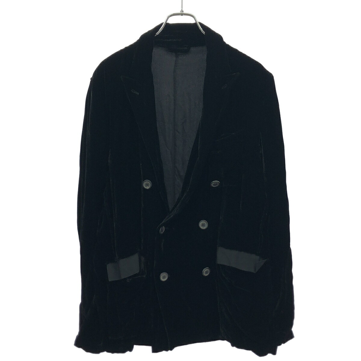 LANVIN ランバン ダブルブレスト ベルベットテーラードジャケット ブラック 50  IT7A23RUMCH0