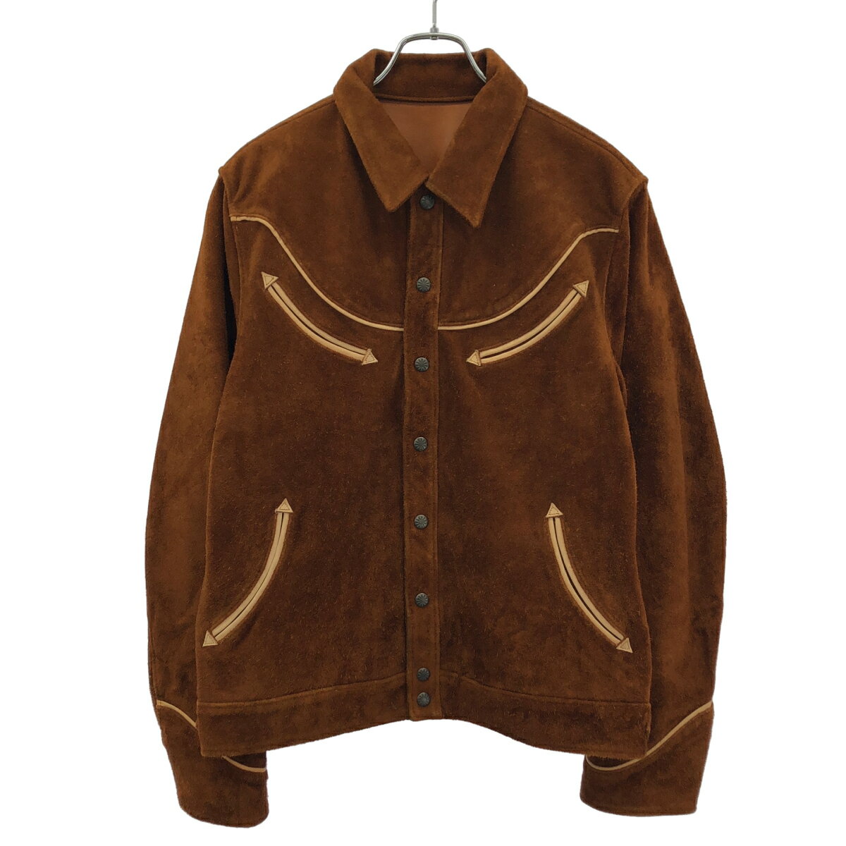 Y2 LEATHER STEER ROUGHOUT & SADDLE HORSE WESTERN SHIRT JACKET スウェードレザーウエスタンジャケット WJ-04 ブラウン 42  ITJXXA6DJM5G