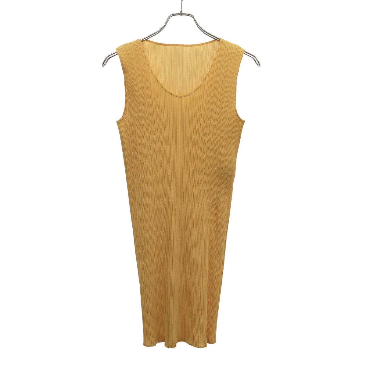 乐天商城 - PLEATS PLEASE ISSEY MIYAKE プリーツプリーズ イッセイミヤケ ノースリーブポリエステルチュニックワンピース PP51-JH619 イエロー 4 【中古】 ITM9LW0NZ89O