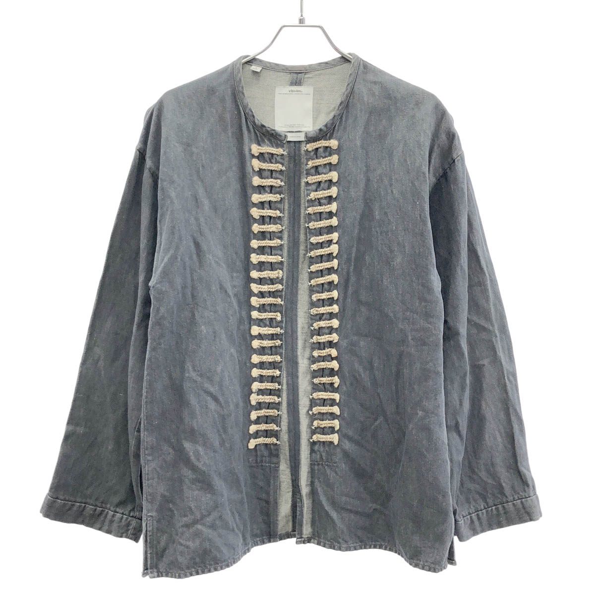 visvim ビズビム 14AW SS CHIYOU JKT ノーカラーデニムシャツジャケット 0114205006008 インディゴブルー 2  IT5ZMXPHDB1W