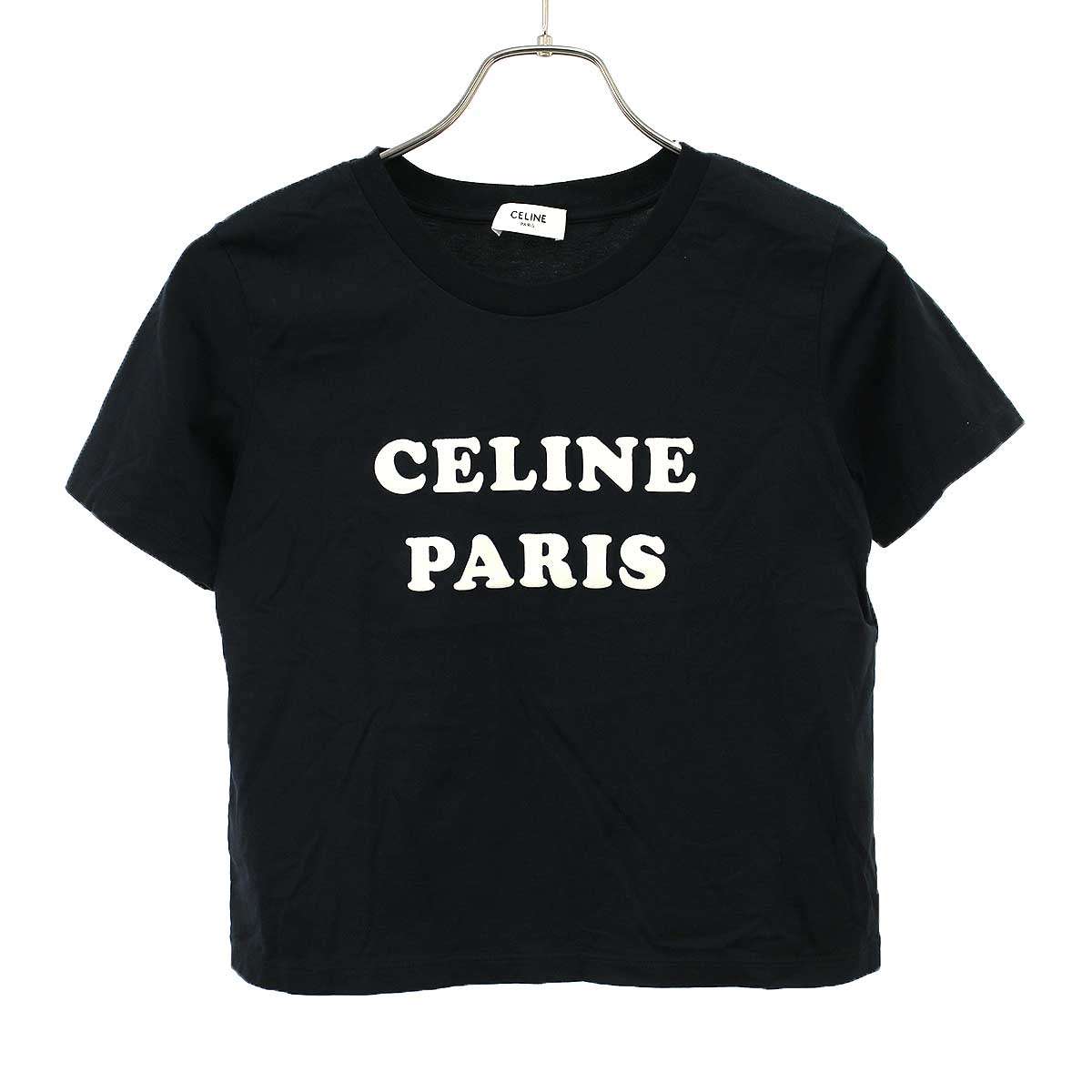 乐天商城 - CELINE セリーヌ フロッキープリント ボクシーTシャツ 2X885671Q.38AW ブラック XS 【中古】 ITWUEE34NEJU