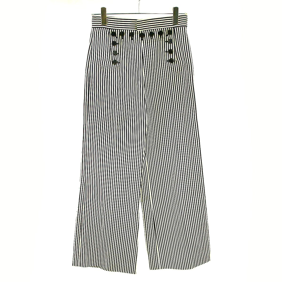 樂天商城 - Christian Dior クリスチャンディオール ストライプワイドマリンパンツ 111P50A7763 ブラック×ホワイト F36 【中古】 ITB0F1HA75LC