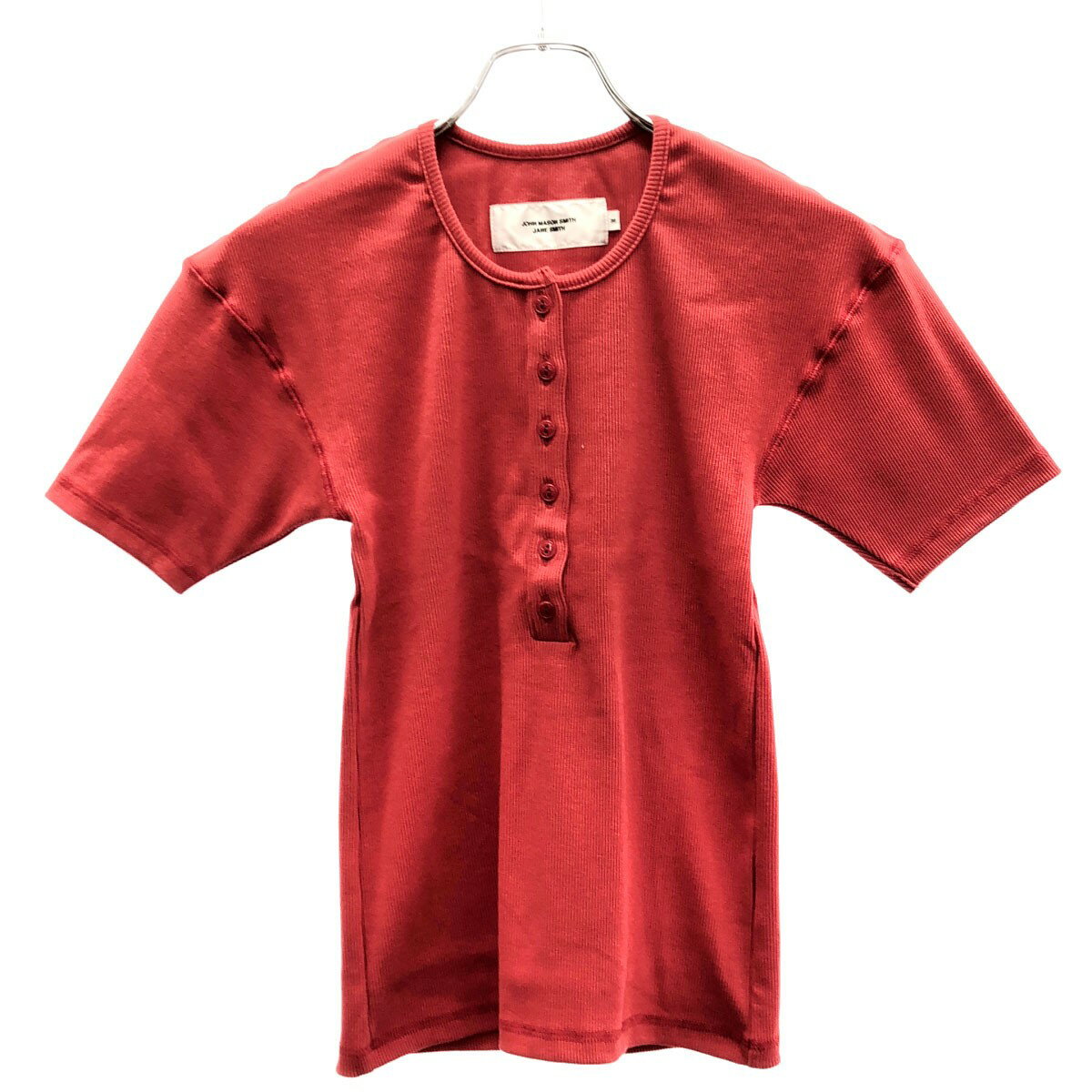 JOHN MASON SMITH ジョン メイソン スミス 26SS COTTON RIB HENRY NECK SHORT SLEEVE PULLOVER ヘンリーネックトップス 26SCT-472L レッド 36  ITX0KSOPCQKU