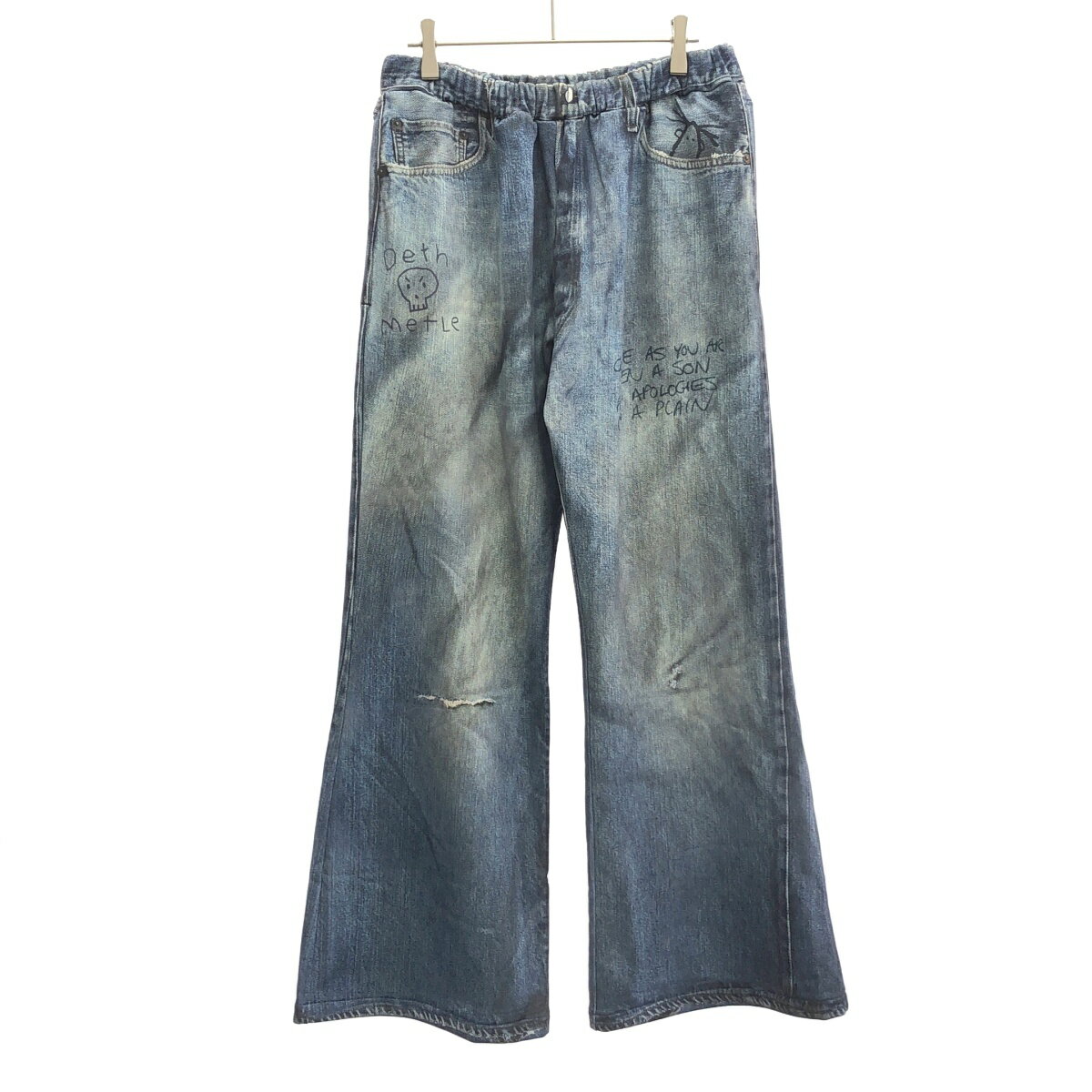 TALKING ABOUT THE ABSTRACTION(TATA) トーキングアバウトジアブストラクション 26SS PRINT FLARE デニム転写プリントフレアパンツ 26SS-PT-003 インディゴ M  ITNI4KY0O7MO