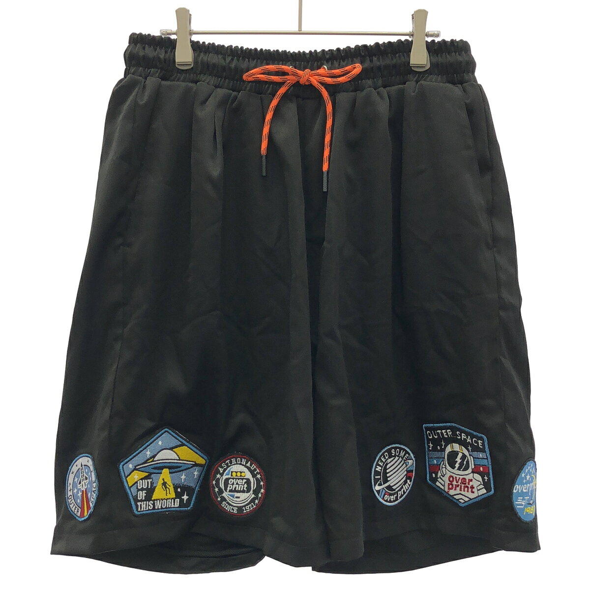 over print オーバープリント patch half pants パッチハーフパンツ ブラック L  ITDPS75BG0YO