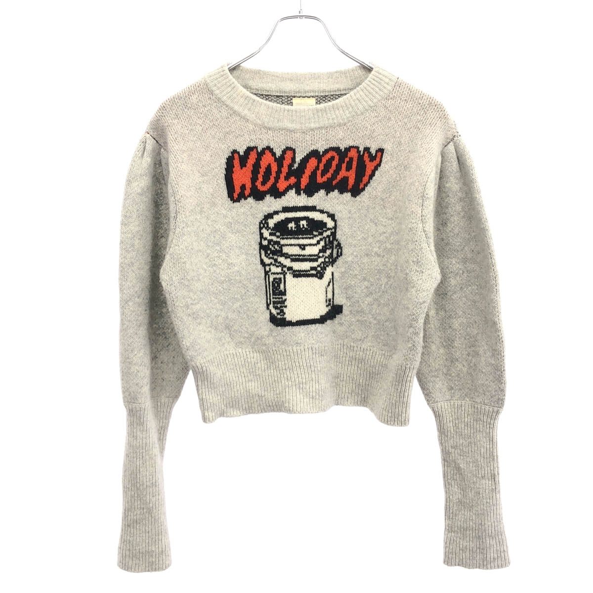 HOLIDAY ホリデイ 23AW JACQUARD KNIT PUFF TOPS LOOPHOLE ジャガードニットセーター 23204122 グレー ONE SIZE 【中古】 ITKDR64L8T0A