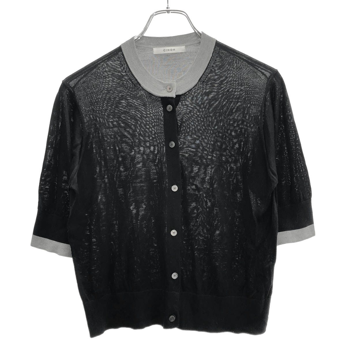 CINOH チノ 25SS THE TOKYO別注 Washable Silk Half Sleeve Cardigan ハーフスリーブニットカーディガン 25SKN501 ブラック 38 【中古】 ITICWQCEMRPK
