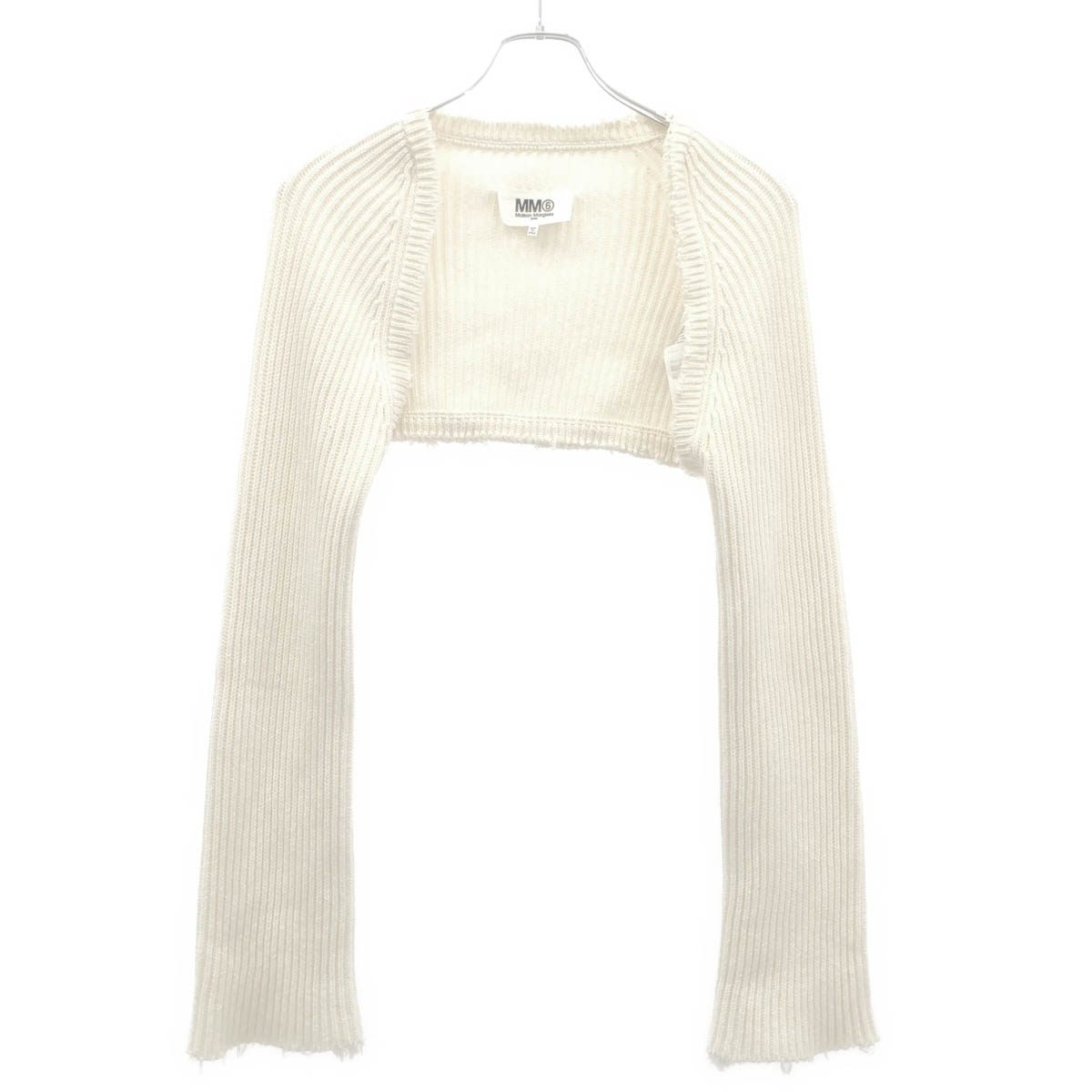 MM6 Maison Margiela エムエムシックス メゾン マルジェラ 23SS クロップドリブカーディガン S62HA0079 S18255 ホワイト S 【中古】 ITITAM0I2XAD