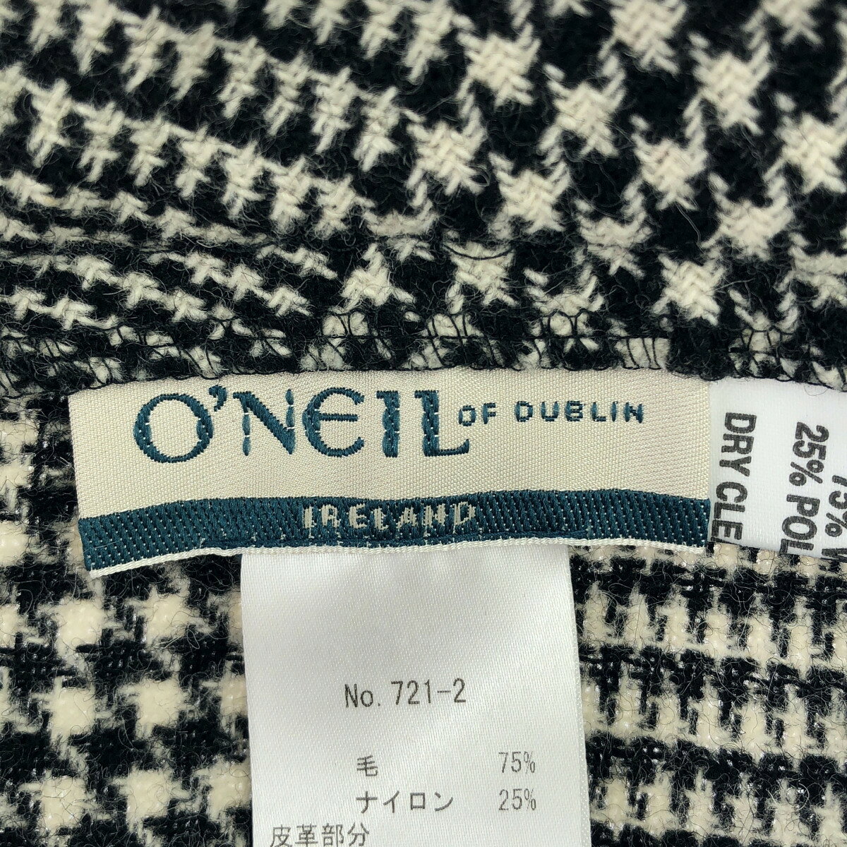 MODESCAPE 楽天市場店のO'NEIL OF DUBLIN オニールオブダブリン グレンチェックサロペット オールインワン 721-2 ブラック ホワイト系 F38 【中古】 ITEADKV53B30｜アングル3