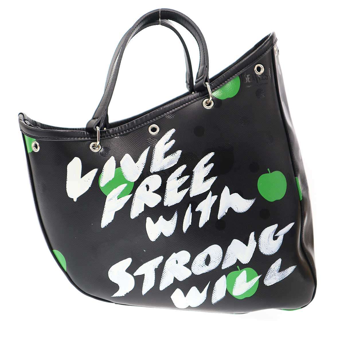 COMME des GARCONS コムデギャルソン The Beatles LIVE FREE with STRONG WILL メッセージ トートバッグ VZ-K250-051 ブラック 【中古】 ITA3AXUABWSW