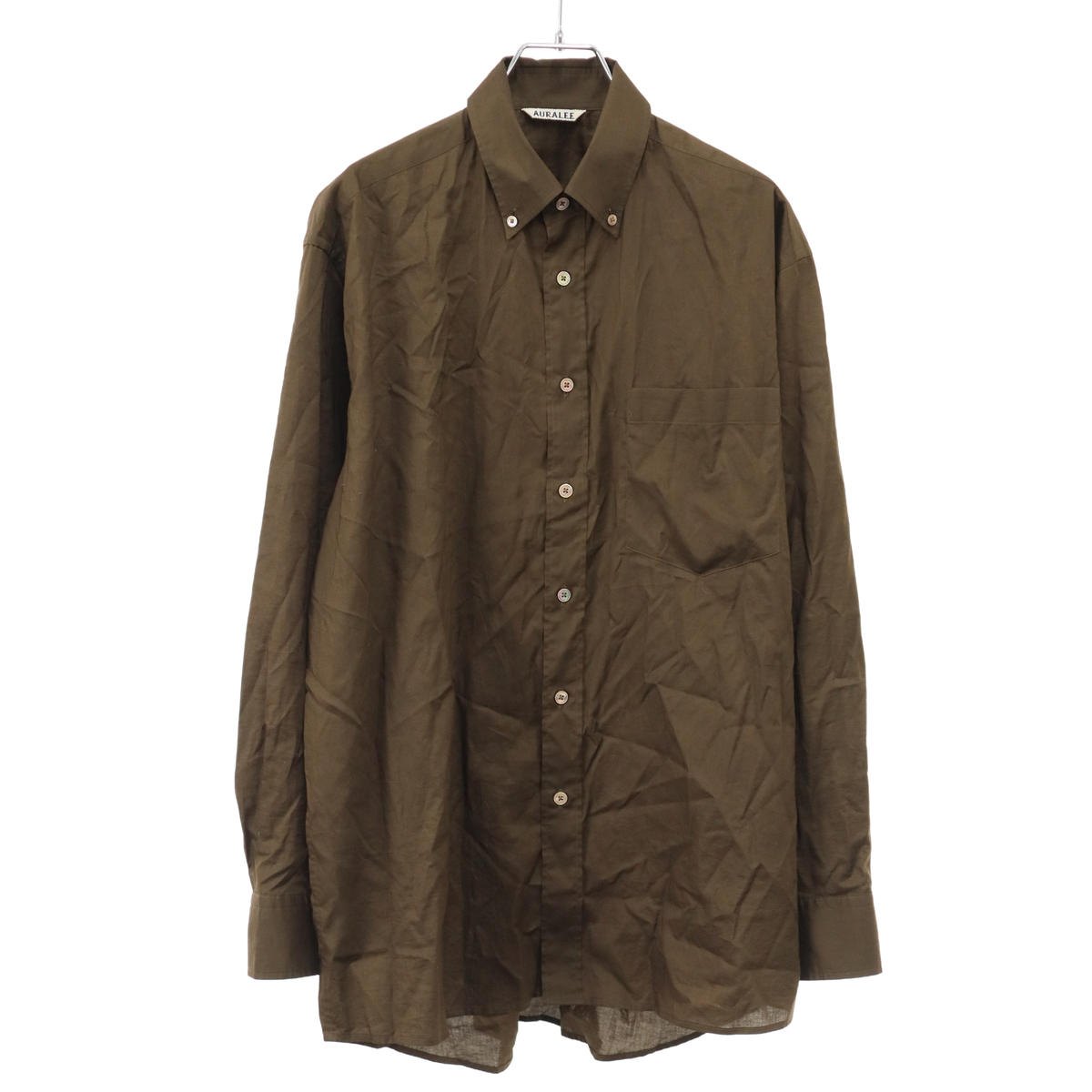 AURALEE オーラリー 25SS WASHED FINX TYPEWRITER BUTTON DOWN SHIRT シャツ A25SS02TL ブラウン 3 【中古】 ITBWVEKIO4S8