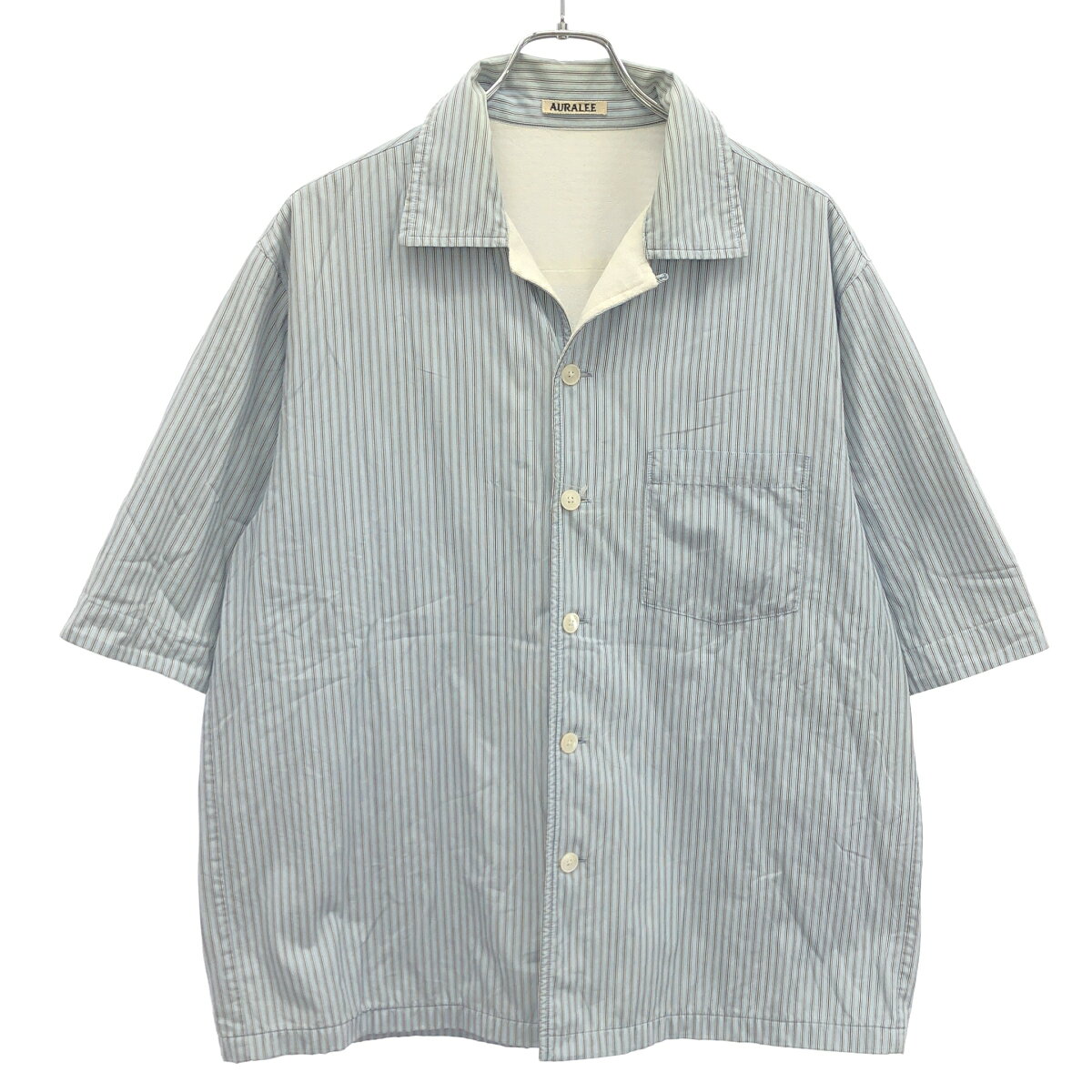 AURALEE オーラリー 22SS TERRY LINED FINX STRIPE SHIRTS テリーラインドフィンクスストライプシャツ A22SS02FS サックスブルー 4 【中古】 IT7TGJVS58ZW