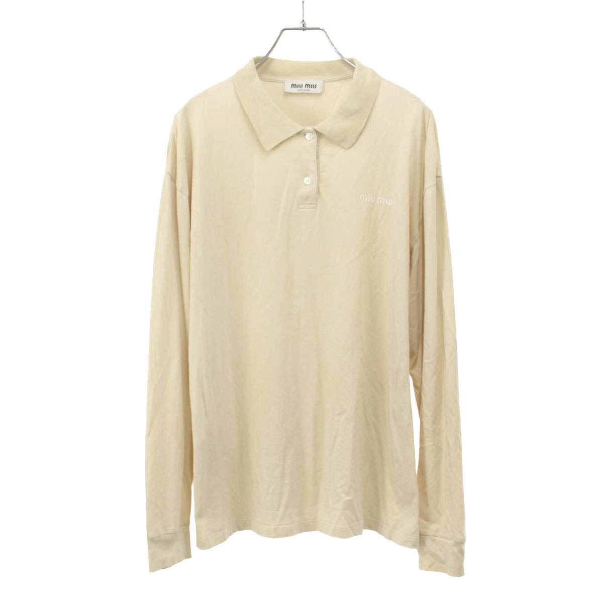 miu miu ミュウミュウ 26SS ロゴジャージー ロングスリーブポロシャツ MJL054 ベージュ XS 【中古】 IT9IR2JH2O9I
