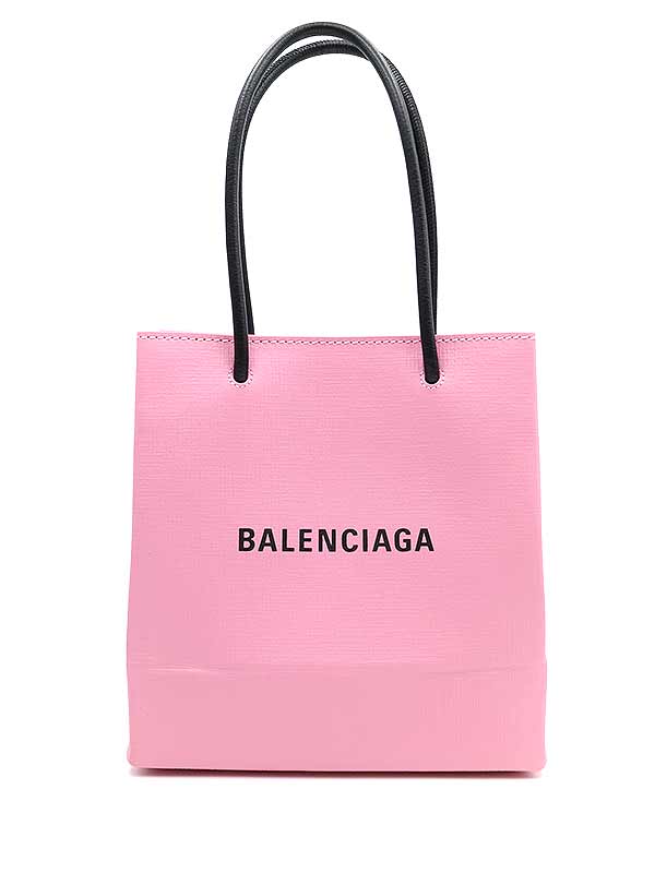 BALENCIAGA バレンシアガ 2WAY ショッピングロゴレザートートバッグ ピンク 【中古】