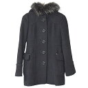 【中古】BURBERRY BLUE LABEL バーバリーブルーレーベル アンゴラウールラクーンファー レディース ブラック 36