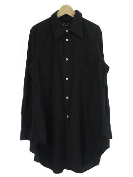 【中古】COMME des GARCONS コムデギャルソン 17AW ポリエステルロングシャツワンピース ブラック L レディース