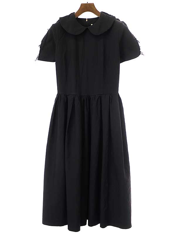 COMME des GARCONS コムデギャルソン 19SS ラウンドカラーポリエステル縮絨ワンピース ブラック サイズ:XS レディース【中古】のサムネイル