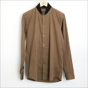 GIVENCHY ジバンシィ 11AW リブ切替コットンシャツ ブラウン 37【中古】