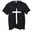 【中古】COMME des GARCONS コムデギャルソン ×BLACK MARKET 17SS クロスプリントTシャツ メンズ ブラック L
