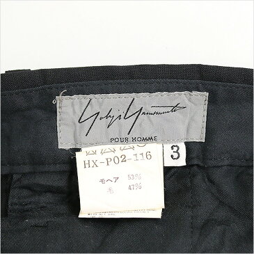 【中古】Yohji Yamamoto POUR HOMME ヨウジヤマモトプールオム 01SS シワ加工モヘアウールテーパードパンツ メンズ ブラック 3