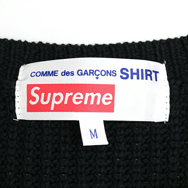 【中古】Supreme シュプリーム ×COMME des GARCONS SHIRT コムデギャルソンシャツ 18AW ロゴプリントニットセーター メンズ ブラック M