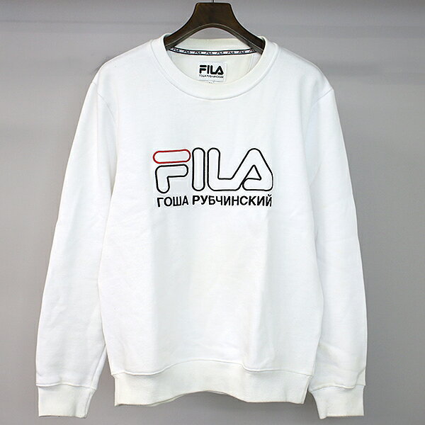 gosha rubchinskiy×FILA ゴーシャラブチンスキー×フィラ 17SS ロゴ刺繍スウェットトレーナー ホワイト サイズ:M メンズ【中古】