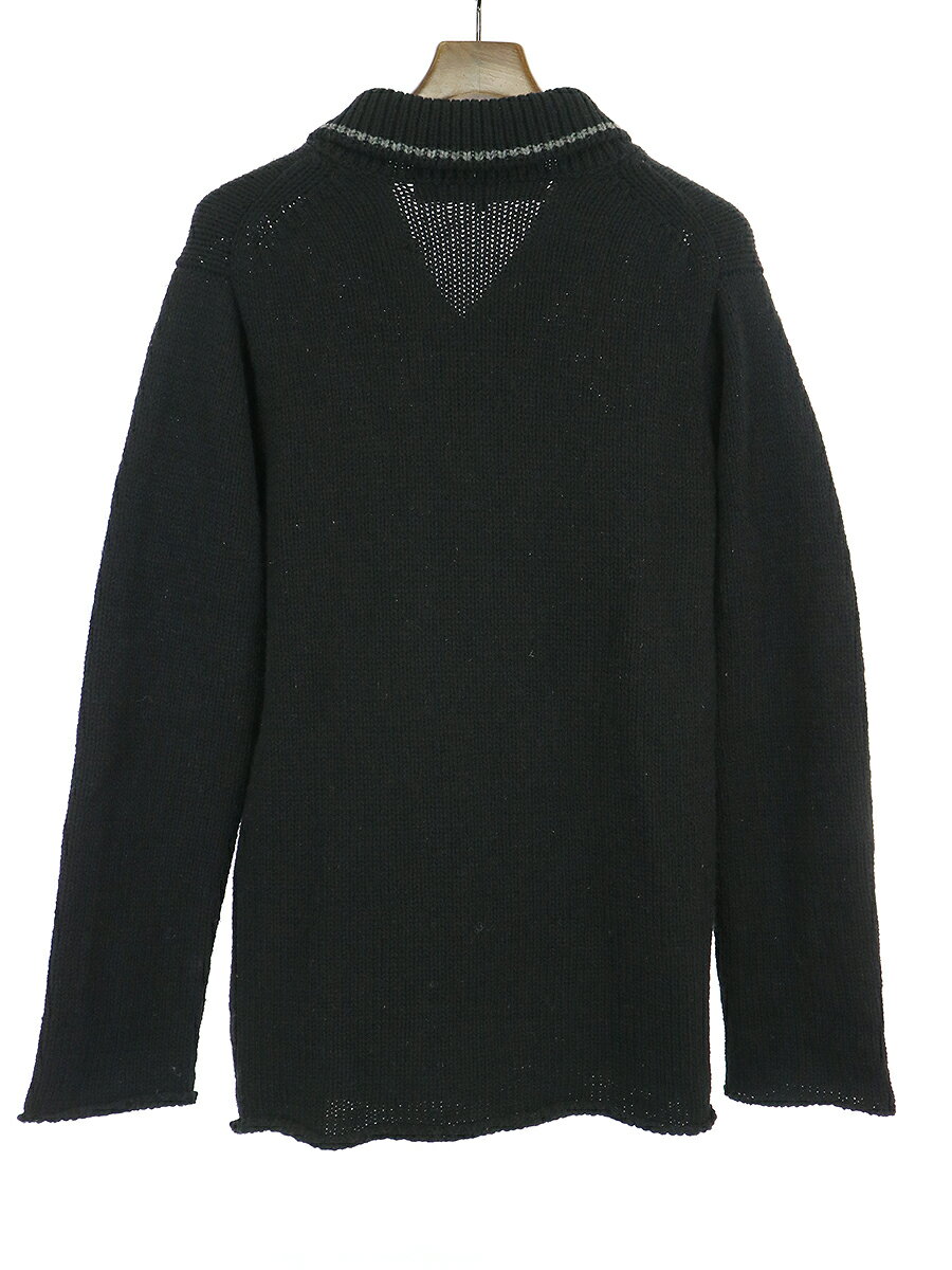 【中古】COMME des GARCONS HOMME コムデギャルソンオム 04AW ラインデザインウールニットカーディガン ブラック S メンズ